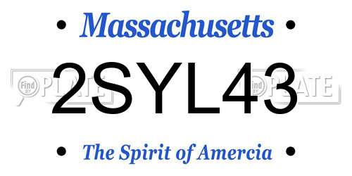 2SYL43 Massachusetts License Plate