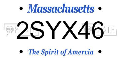 2SYX46 Massachusetts License Plate