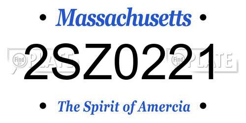 2SZ0221 Massachusetts License Plate