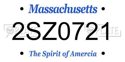2SZ0721 Massachusetts License Plate