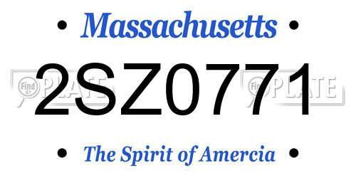 2SZ0771 Massachusetts License Plate