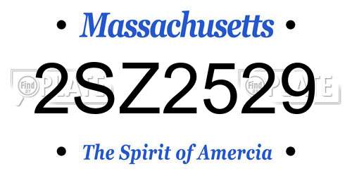 2SZ2529 Massachusetts License Plate