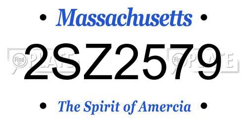 2SZ2579 Massachusetts License Plate