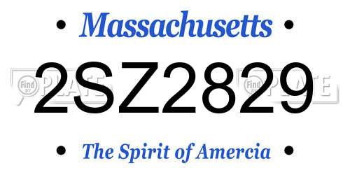 2SZ2829 Massachusetts License Plate