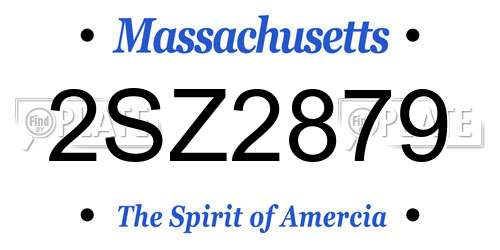 2SZ2879 Massachusetts License Plate