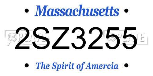 2SZ3255 Massachusetts License Plate