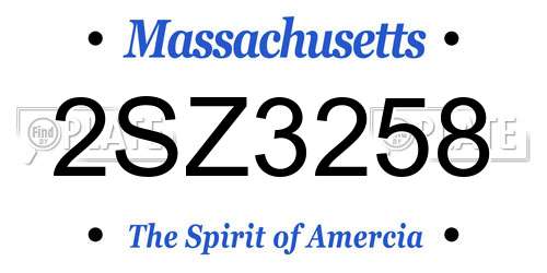 2SZ3258 Massachusetts License Plate
