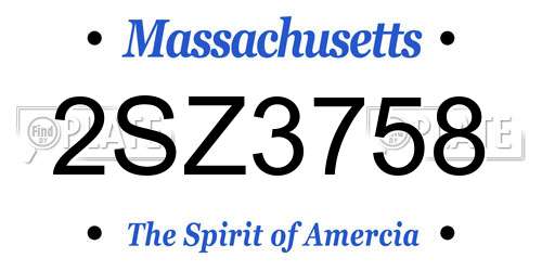 2SZ3758 Massachusetts License Plate