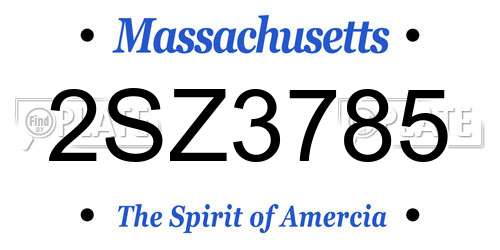 2SZ3785 Massachusetts License Plate