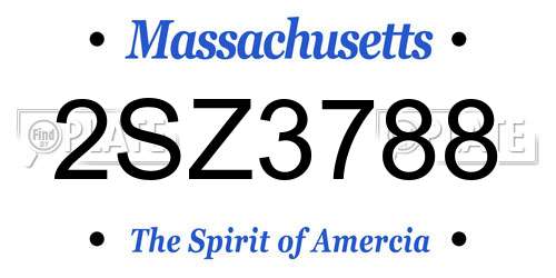 2SZ3788 Massachusetts License Plate