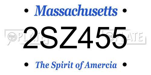 2SZ455 Massachusetts License Plate