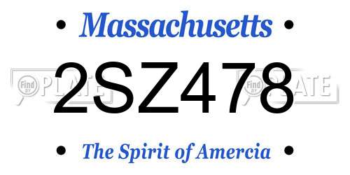 2SZ478 Massachusetts License Plate