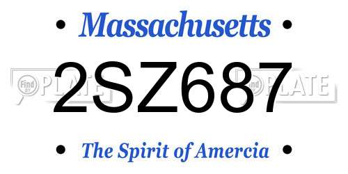 2SZ687 Massachusetts License Plate