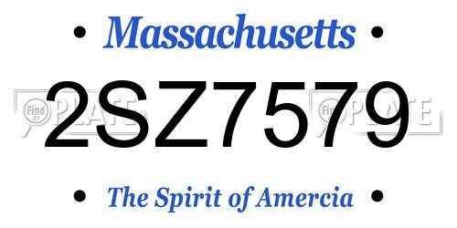 2SZ7579 Massachusetts License Plate