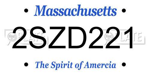 2SZD221 Massachusetts License Plate