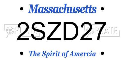 2SZD27 Massachusetts License Plate