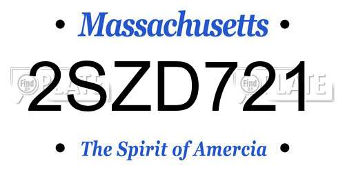 2SZD721 Massachusetts License Plate
