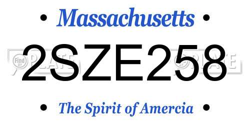 2SZE258 Massachusetts License Plate