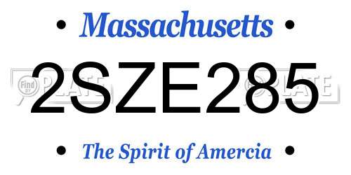 2SZE285 Massachusetts License Plate
