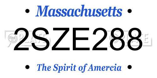 2SZE288 Massachusetts License Plate