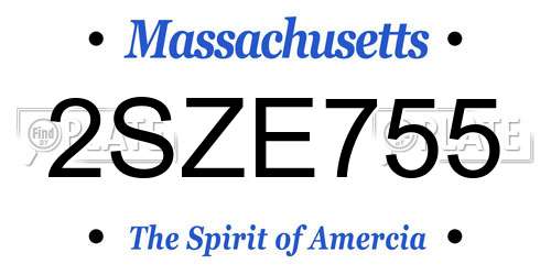 2SZE755 Massachusetts License Plate