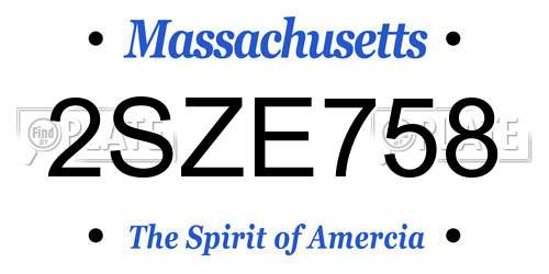2SZE758 Massachusetts License Plate