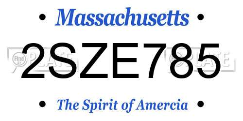 2SZE785 Massachusetts License Plate