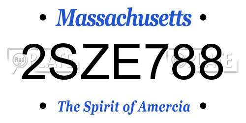 2SZE788 Massachusetts License Plate