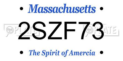 2SZF73 Massachusetts License Plate
