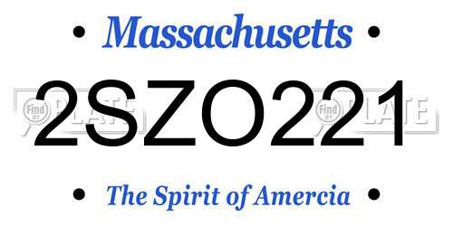 2SZO221 Massachusetts License Plate