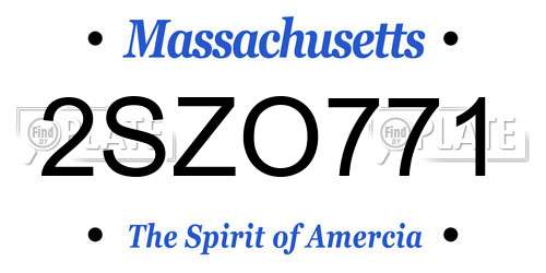 2SZO771 Massachusetts License Plate