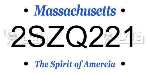 2SZQ221 Massachusetts License Plate