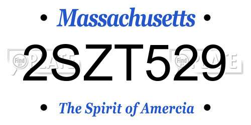 2SZT529 Massachusetts License Plate