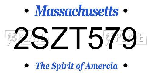 2SZT579 Massachusetts License Plate