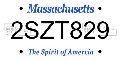 2SZT829 Massachusetts License Plate