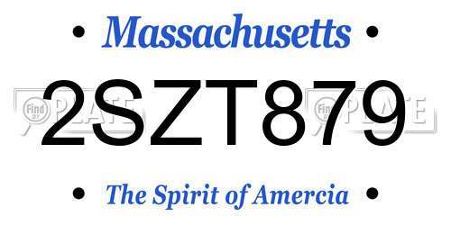 2SZT879 Massachusetts License Plate