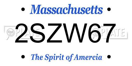 2SZW67 Massachusetts License Plate