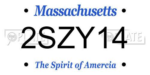 2SZY14 Massachusetts License Plate