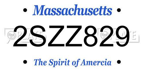 2SZZ829 Massachusetts License Plate
