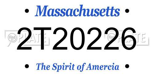 2T20226 Massachusetts License Plate