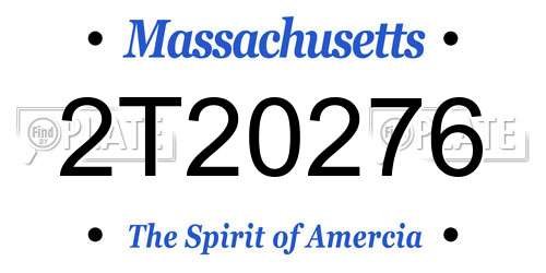 2T20276 Massachusetts License Plate