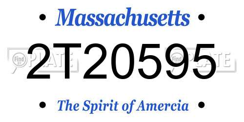 2T20595 Massachusetts License Plate