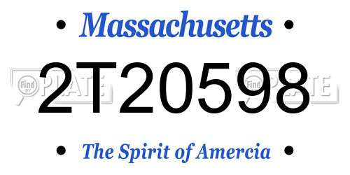 2T20598 Massachusetts License Plate
