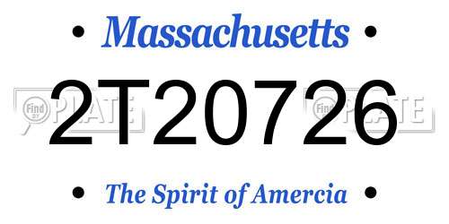 2T20726 Massachusetts License Plate
