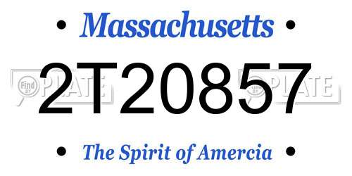 2T20857 Massachusetts License Plate