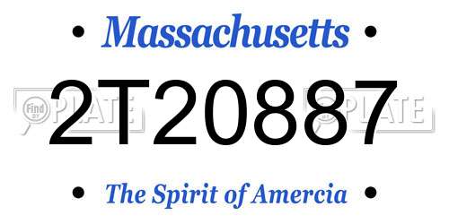 2T20887 Massachusetts License Plate