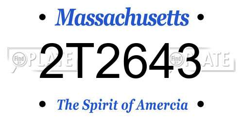 2T2643 Massachusetts License Plate