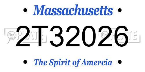 2T32026 Massachusetts License Plate