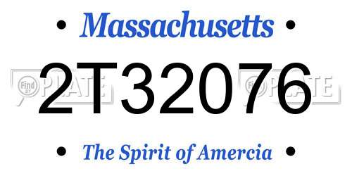 2T32076 Massachusetts License Plate