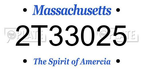 2T33025 Massachusetts License Plate